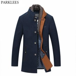 Thicker Mens Trench Coats 2017 Winter Long Wool Trench Coat Men Slim